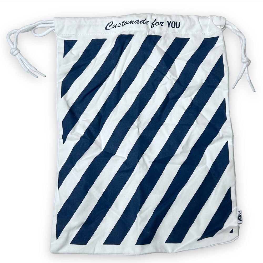 Vans Drawstring Bag Custom Made Customade For You Blue White Striped Cinch